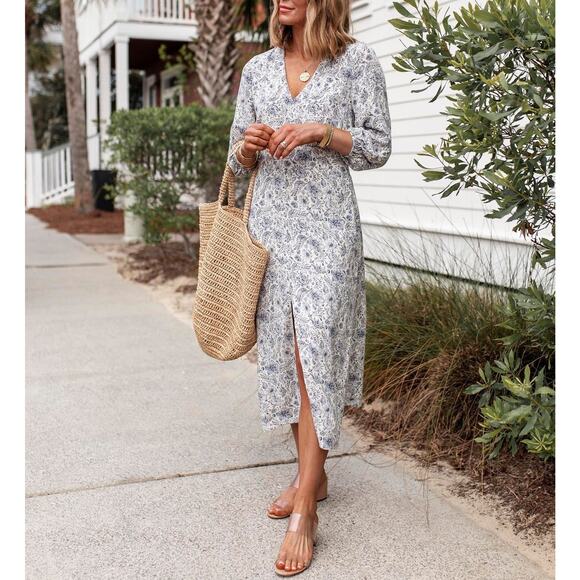 Splendid X 'Cella' Blue Jane Printed Midi Dress Size M - Picture 1 of 4